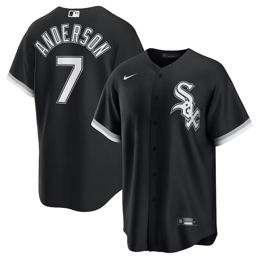 Men Chicago White Sox #7 Tim Anderson Nike Black Alternate Replica Player MLB Jersey->women mlb jersey->Women Jersey